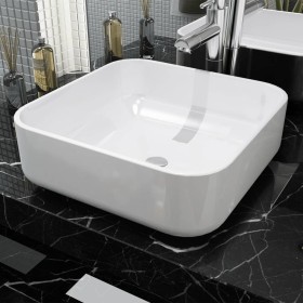 Square white ceramic washbasin 39x39x13.5 cm by vidaXL, Sinks - Ref: Foro24-142338, Price: 63,02 €, Discount: %