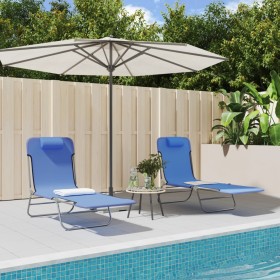 Folding sun loungers 2 pcs steel and blue textilene by vidaXL, Loungers - Ref: Foro24-360180, Price: 71,99 €, Discount: %