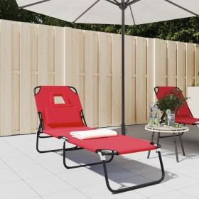 Folding sun lounger powder coated steel Oxford fabric red by vidaXL, Loungers - Ref: Foro24-360177, Price: 52,62 €, Discount: %