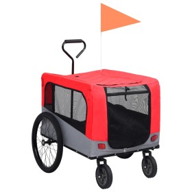 Pet Fahrradanhänger Kinderwagen 2 in 1 Rot Grau von vidaXL, Kinderwagen für Haustiere - Ref: Foro24-92440, Preis: 126,99 €, R...