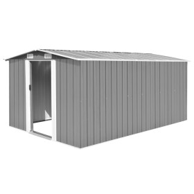 Caseta de jardín metal gris 257x392x181 cm de vidaXL, Cobertizos - Ref: Foro24-143345, Precio: 523,98 €, Descuento: %