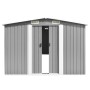 Caseta de jardín metal gris 257x392x181 cm de vidaXL, Cobertizos - Ref: Foro24-143345, Precio: 523,98 €, Descuento: %