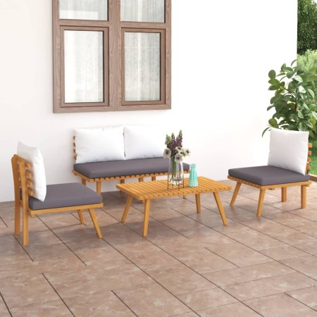 4-teiliges Gartenmöbel-Set mit Kissen aus Akazienholz von vidaXL, Gartensets - Ref: Foro24-46676, Preis: 317,99 €, Rabatt: %