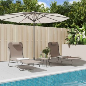 Folding sun loungers 2 pcs steel and brown textilene by vidaXL, Loungers - Ref: Foro24-360184, Price: 63,11 €, Discount: %