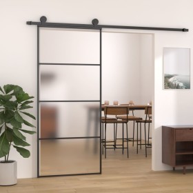 ESG Schiebetür Glas und Aluminium 90x205 cm schwarz von vidaXL, Türen für zu Hause - Ref: Foro24-151659, Preis: 204,66 €, Rab...