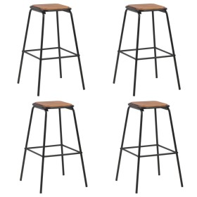 Kitchen stools 4 pcs solid pine wood and black steel by vidaXL, Kitchen stools - Ref: Foro24-3054556, Price: 156,05 €, Discou...