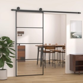 Sliding door made of black aluminum and tempered safety glass, measuring 90x205 cm. by vidaXL, Doors for the home - Ref: Foro...