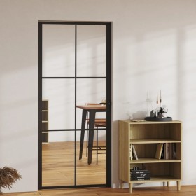 Interior door with tempered glass and black aluminum frame 93x201.5 cm by vidaXL, Doors for the home - Ref: Foro24-151204, Pr...