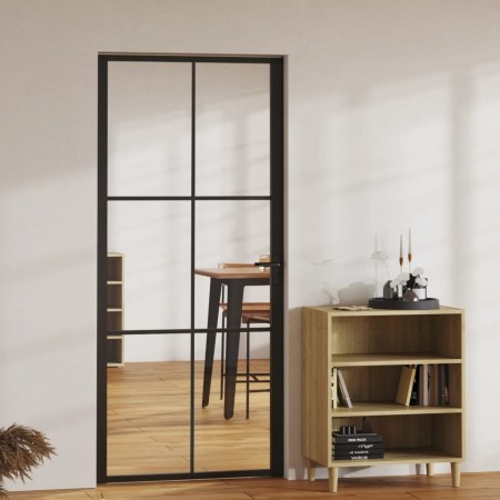 Interior door with tempered glass and black aluminum frame 93x201.5 cm by vidaXL, Doors for the home - Ref: Foro24-151204, Pr...