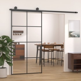 Puerta corredera vidrio ESG y aluminio negro 102,5x205 cm de vidaXL, Puertas para el hogar - Ref: Foro24-151674, Precio: 166,...