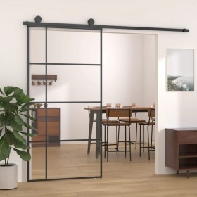 Sliding door ESG glass and black aluminum 102.5x205 cm by vidaXL, Doors for the home - Ref: Foro24-151686, Price: 166,99 €, D...