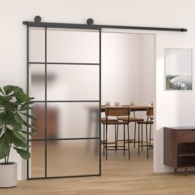 Puerta corredera ESG vidrio y aluminio negra 102,5x205 cm de vidaXL, Puertas para el hogar - Ref: Foro24-151687, Precio: 189,...