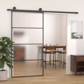 Puerta corredera ESG vidrio y aluminio negra 102,5x205 cm de vidaXL, Puertas para el hogar - Ref: Foro24-151663, Precio: 200,...