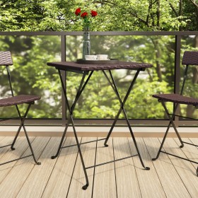 Brown synthetic rattan folding bistro table 55x54x71 cm by vidaXL, Garden tables - Ref: Foro24-319984, Price: 68,99 €, Discou...