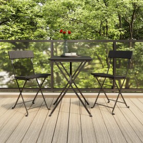 Folding cafeteria chairs 2 pcs steel and black synthetic rattan by vidaXL, Garden chairs - Ref: Foro24-319986, Price: 77,37 €...