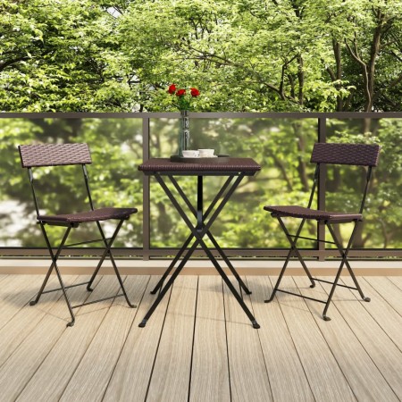 Folding bistro chairs 2 pcs steel and brown synthetic rattan by vidaXL, Garden chairs - Ref: Foro24-319987, Price: 85,33 €, D...