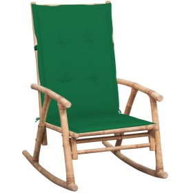 Silla mecedora con cojín bambú de vidaXL, Sillas de jardín - Ref: Foro24-3063908, Precio: 129,99 €, Descuento: %