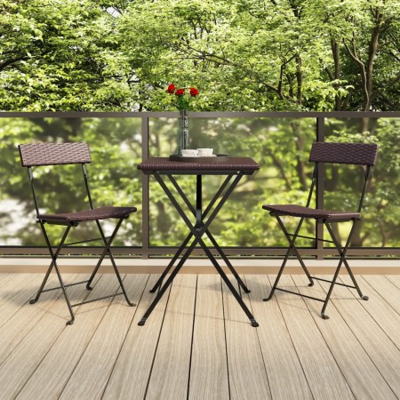 Zusammenklappbare Café-Möbel, 3-teilig, braunes synthetisches Rattan von vidaXL, Gartensets - Ref: Foro24-319990, Preis: 112,...