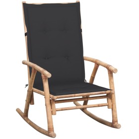 Silla mecedora con cojín bambú de vidaXL, Sillas de jardín - Ref: Foro24-3063903, Precio: 134,99 €, Descuento: %