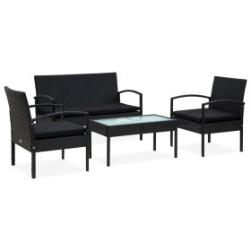 4-piece garden furniture set and black synthetic rattan cushions by vidaXL, Garden sets - Ref: Foro24-45788, Price: 209,03 €,...