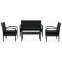 Set de muebles de jardín 4 pzas y cojines ratán sintético negro de vidaXL, Conjuntos de jardín - Ref: Foro24-45788, Precio: 2...