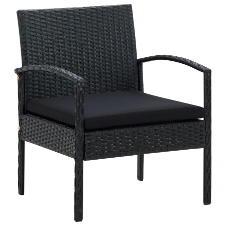 Sillón de jardín con cojín ratán sintético negro de vidaXL, Sillas de jardín - Ref: Foro24-45797, Precio: 115,99 €, Descuento: %