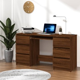 Plywood oak brown desk 140x50x77 cm by vidaXL, Desks - Ref: Foro24-815440, Price: 141,99 €, Discount: %