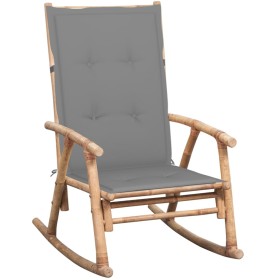 Silla mecedora con cojín bambú de vidaXL, Sillas de jardín - Ref: Foro24-3063904, Precio: 113,86 €, Descuento: %