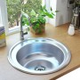 Kitchen sink with stainless steel strainer and siphon by vidaXL, Sinks - Ref: Foro24-145071, Price: 57,96 €, Discount: %