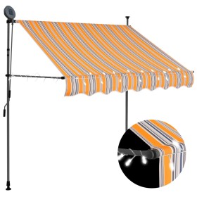 Toldo manual retráctil con LED amarillo y azul 200 cm de vidaXL, Toldos - Ref: Foro24-145850, Precio: 73,99 €, Descuento: %