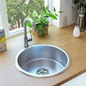 Kitchen sink with stainless steel strainer and siphon by vidaXL, Sinks - Ref: Foro24-145070, Price: 58,55 €, Discount: %