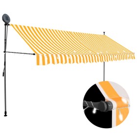 Manual retractable awning with white and orange LED 350 cm by vidaXL, Awnings - Ref: Foro24-145860, Price: 89,87 €, Discount: %