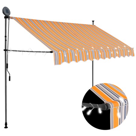 Toldo manual retráctil con LED amarillo y azul 250 cm de vidaXL, Toldos - Ref: Foro24-145851, Precio: 89,94 €, Descuento: %