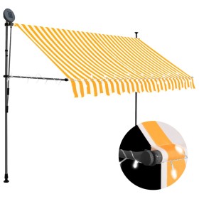 Manual retractable awning with white and orange LED 300 cm by vidaXL, Awnings - Ref: Foro24-145859, Price: 72,99 €, Discount: %