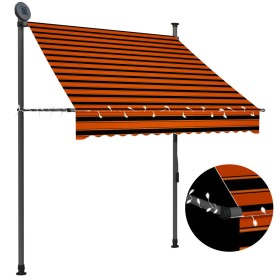 Toldo manual retráctil con LED naranja y marrón 150 cm de vidaXL, Toldos - Ref: Foro24-145877, Precio: 69,21 €, Descuento: %