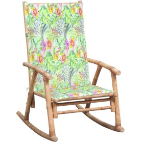 Silla mecedora con cojín bambú de vidaXL, Sillas de jardín - Ref: Foro24-3063915, Precio: 121,99 €, Descuento: %