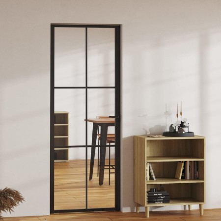 Interior door ESG glass and black aluminum 76x201.5 cm by vidaXL, Doors for the home - Ref: Foro24-151202, Price: 195,19 €, D...