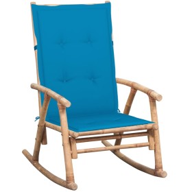 Silla mecedora con cojín bambú de vidaXL, Sillas de jardín - Ref: Foro24-3063907, Precio: 129,99 €, Descuento: %