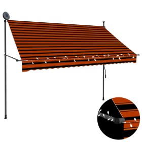 Toldo manual retráctil con LED naranja y marrón 250 cm de vidaXL, Toldos - Ref: Foro24-145879, Precio: 70,99 €, Descuento: %