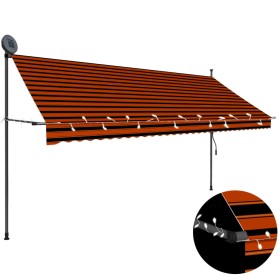 Manual retractable awning with orange and brown LED 350 cm by vidaXL, Awnings - Ref: Foro24-145881, Price: 89,99 €, Discount: %