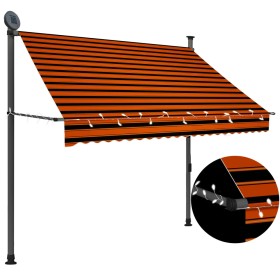 Manual retractable awning with orange and brown LED 200 cm by vidaXL, Awnings - Ref: Foro24-145878, Price: 101,82 €, Discount: %