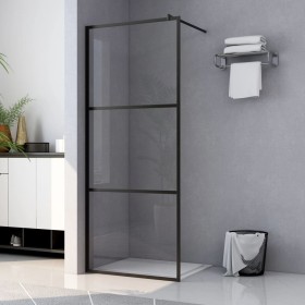 Accessible shower screen made of transparent black tempered glass, 115x195cm. by vidaXL, Shower walls and screens - Ref: Foro...