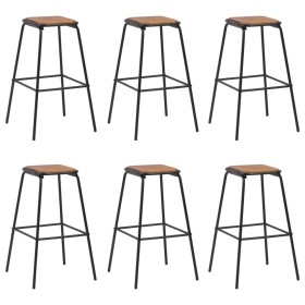 Kitchen stools 6 pcs solid pine wood and black steel by vidaXL, Kitchen stools - Ref: Foro24-3054557, Price: 230,88 €, Discou...