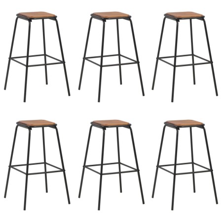 Kitchen stools 6 pcs solid pine wood and black steel by vidaXL, Kitchen stools - Ref: Foro24-3054557, Price: 230,88 €, Discou...