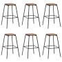 Kitchen stools 6 pcs solid pine wood and black steel by vidaXL, Kitchen stools - Ref: Foro24-3054557, Price: 230,88 €, Discou...