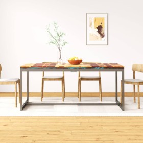 Mesa de comedor de madera maciza de sheesham y acero 180 cm de vidaXL, Mesas de cocina y de comedor - Ref: Foro24-244797, Pre...