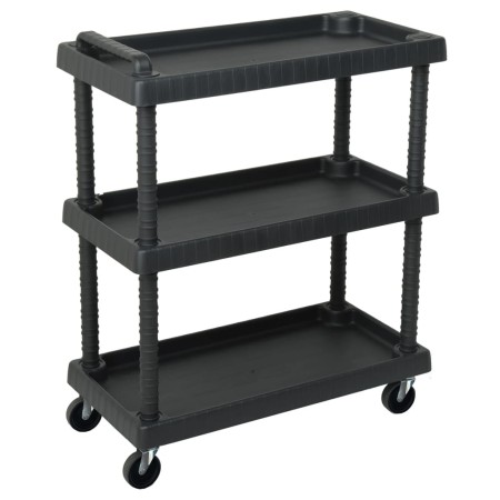 Carro de herramientas de taller 3 niveles PP negro 75x37,5x92cm de vidaXL, Carretillas de carga - Ref: Foro24-151828, Precio:...