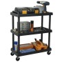 Workshop tool cart 3 levels PP black 75x37.5x92cm by vidaXL, Cargo forklifts - Ref: Foro24-151828, Price: 97,63 €, Discount: %