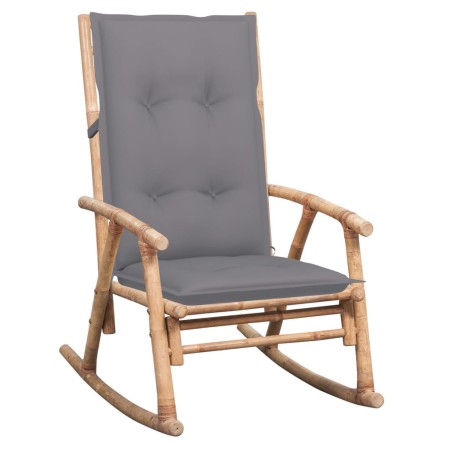 Silla mecedora con cojín bambú de vidaXL, Sillas de jardín - Ref: Foro24-3063919, Precio: 123,93 €, Descuento: %