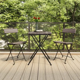 Zusammenklappbare Café-Möbel, 3-teilig, graues synthetisches Rattan von vidaXL, Gartensets - Ref: Foro24-319991, Preis: 112,9...